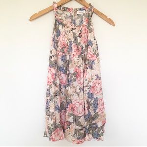 Kenar High Neck Floral Blouse Large Pink Green